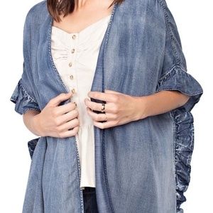 Washed Denim Open Oversized Cardigan by Easel